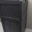 Suncast Wicker Trash Hideaway, Outdoor Trash Can with Lid, Cyberspace Gray