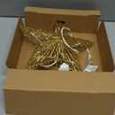 Christmas Star Tree Topper, Plug in 3D Star Tree Topper, 11Golden Glittered Metal Hollow Designed Built-in 10 Bulbs String Lights for Christmas Tree Decorations