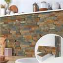 TUOKING 54-Pieces Peel and Stick Backsplash Tiles for Kitchen 4"x 12" PVC Self-Adhesive Subway Matte Faux Stone Wall Panel Brick Stick on Backspalsh for Bathroom(LPM-18-54PCS)
