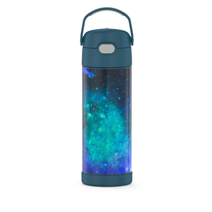 THERMOS FUNTAINER 16 Ounce Stainless Steel Vacuum Insulated Bottle with Wide Spout Lid, Galaxy Teal