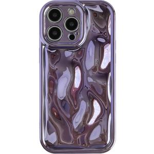Caseative for iPhone 16 Pro Case,Water Ripple Wave Meteorite Bubble Chrome Plating Soft Phone Case (Light Purple)