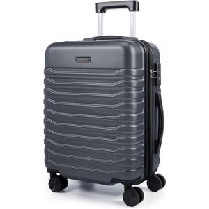 LIGHT FLIGHT Expandable Carry On Luggage 22x14x9 Airline Approved with Double Spinner Wheels, 20 Inch Lightweight Hard Shell Rolling Suitcases with TSA Lock, Gray