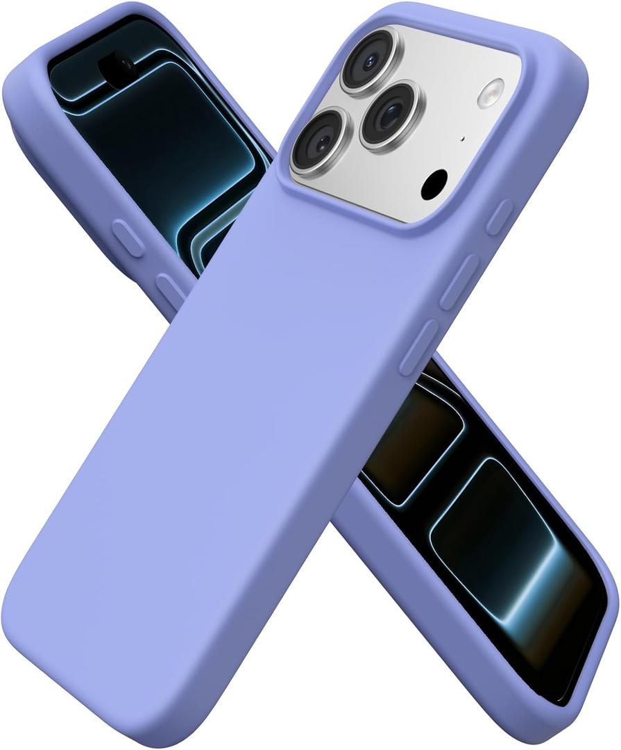 ORNARTO Compatible with iPhone 17 Pro Case, Slim Liquid Silicone 4 Layers Full Covered Soft Gel Rubber Shockproof Protective Phone Case with Anti-Scratch Microfiber Lining-Ice Blue