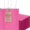 qiqee 24PCS Mini Gift Bag with Handles Bulk 4.5"x2.5"x6" Gift Bags Pink Bags Multiple Uses