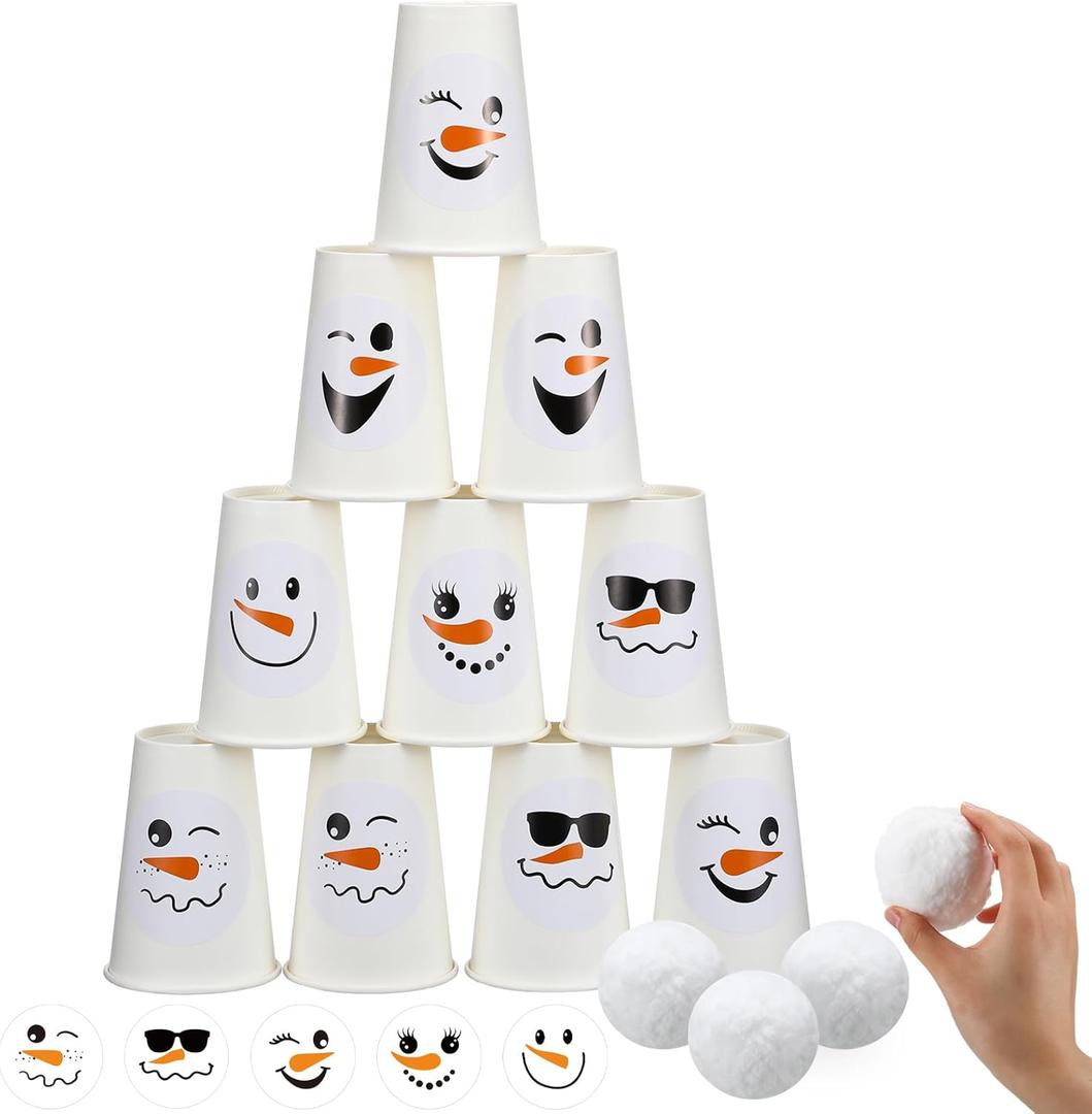 HyDren Snowball Bowling Game Winter Christmas Birthday Party Games Make Your Own Winter Xmas Play Supplies Ideal for Christmas Parties Xmas Indoor Play and Family Entertainment