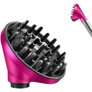 Upgraded Diffuser Attachment for Dyson Airwrap - Converts to Hair Dryer, Faster and Define Curls, Heat Resistant Nylon Fiber Nozzle Attachments, Rose Red