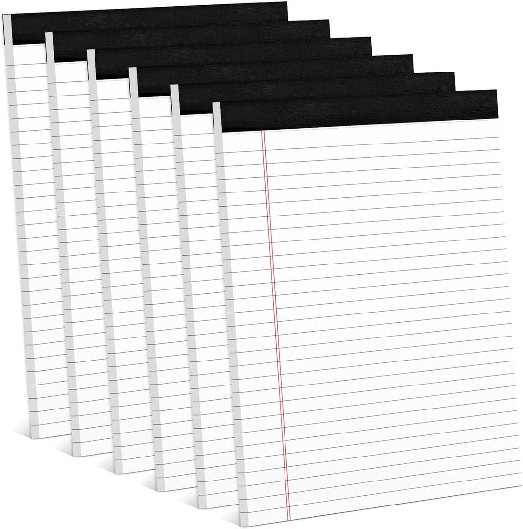 6 Pack 8.5 x 11 Legal Pads for Office Supplies Paper Pads 8.5 x 11 White Note Pads for Work Lined Writing Pads Notebook White Legal Pads Wide Ruled Notepads 30 Sheets Per Writing Pad Legal Note Pad