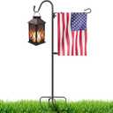 Upgraded Garden Flag Stand 45.4" Garden Flagpole Stand with Shepherd Hooks for 12 x 18" Flags Yard Flag Holder Stand for Small Flags(Without Solar Lights & Flag)