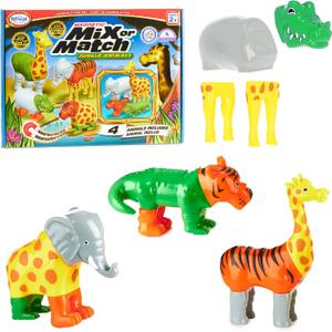 POPULAR PLAYTHINGS Magnetic Animals for Toddlers 1-3, Mix or Match Animal Toys, Set of 4 Gift for Kids - Jungle Animals, Standard