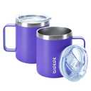 BJPKPK 2 pcs Insulated Coffee Mug, 14oz Insulated Tumbler with Lid, Stainless Steel Coffee Cups with Splash Proof Lid-Purple