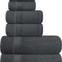 Elvana Home Ultra Soft 6 Pack Cotton Towel Set, Contains 2 Bath Towels 28x55 inch, 2 Hand Towels 16x24 inch & 2 Wash Coths 12x12 inch, Ideal Everyday use, Compact & Lightweight - Charcoal Grey
