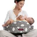 Momcozy Innovative Safety Guard Nursing Pillow - Firm & Springy Memory Foam - Stable, Ergonomic Support & Comfort - Wider Breastfeeding Cushion, Adjustable, Removable Cover, Baby Safety Certified, CozyLite