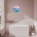 XNM Modern Blue Beach Wall Clocks Battery Operated 12 Inch Round Decorative Wall Clock for Living Room Quiet Waterfall Wall Clock