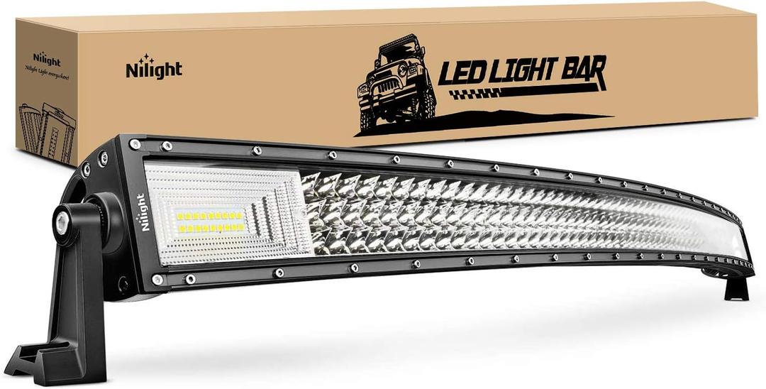 Nilight - 18015C-A LED Light Bar, 52Inch, 783W, 78000LM, Curved Triple Row Flood Spot Combo Beam Off Road Driving Lights for Boat, Trucks