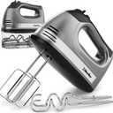 Mueller Electric Hand Mixer | 5 Speed 250W Turbo with Snap-On Storage Case | 4 Stainless Steel Accessories | Easy Whipping, Mixing Cookies, Brownies, Cakes, Dough Batters