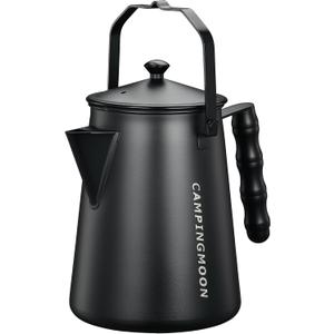 CAMPINGMOON 1.5L Campfire Kettle Stainless Steel Camping Kettle Black BKSW-6