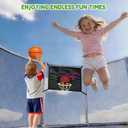 Trampoline Basketball Hoop, Adjustable Basketball Hoop for Trampoline with 3 Mini Balls and Pump, Universal Trampoline Accessories of All Ages, Trampolines Basketball Fit 8 10 12 14 15 16FT