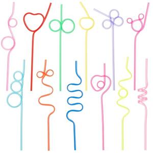 Soledea 12 Pcs Crazy Silly Straws for Kids &Adults,Reusable Plastic Loop Curly Drinking Straws for Valentines Day Gift Christmas Birthday Wedding Party Supplies Decoration