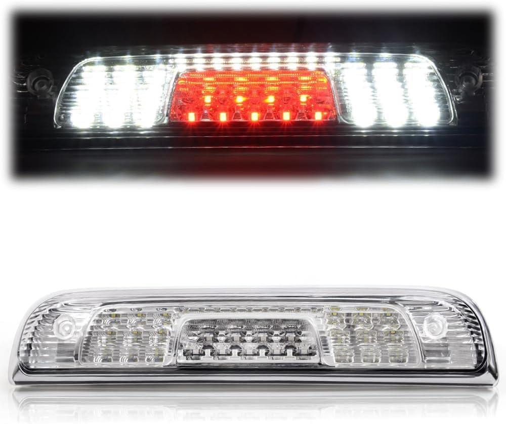 G-PLUS Rear LED Third Brake Light Compatible With Chevy Silverado/GMC Sierra1500/2500HD/3500 2014-2018,3RD Cargo Led Tail Lamps Clear lens Chrome Housing