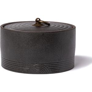 Ceramic Canister,16.9 Oz /500ml Food Storage Jar for Tea,Coffee Beans,Herb,Candy,Spices,Nuts (Stone Black)