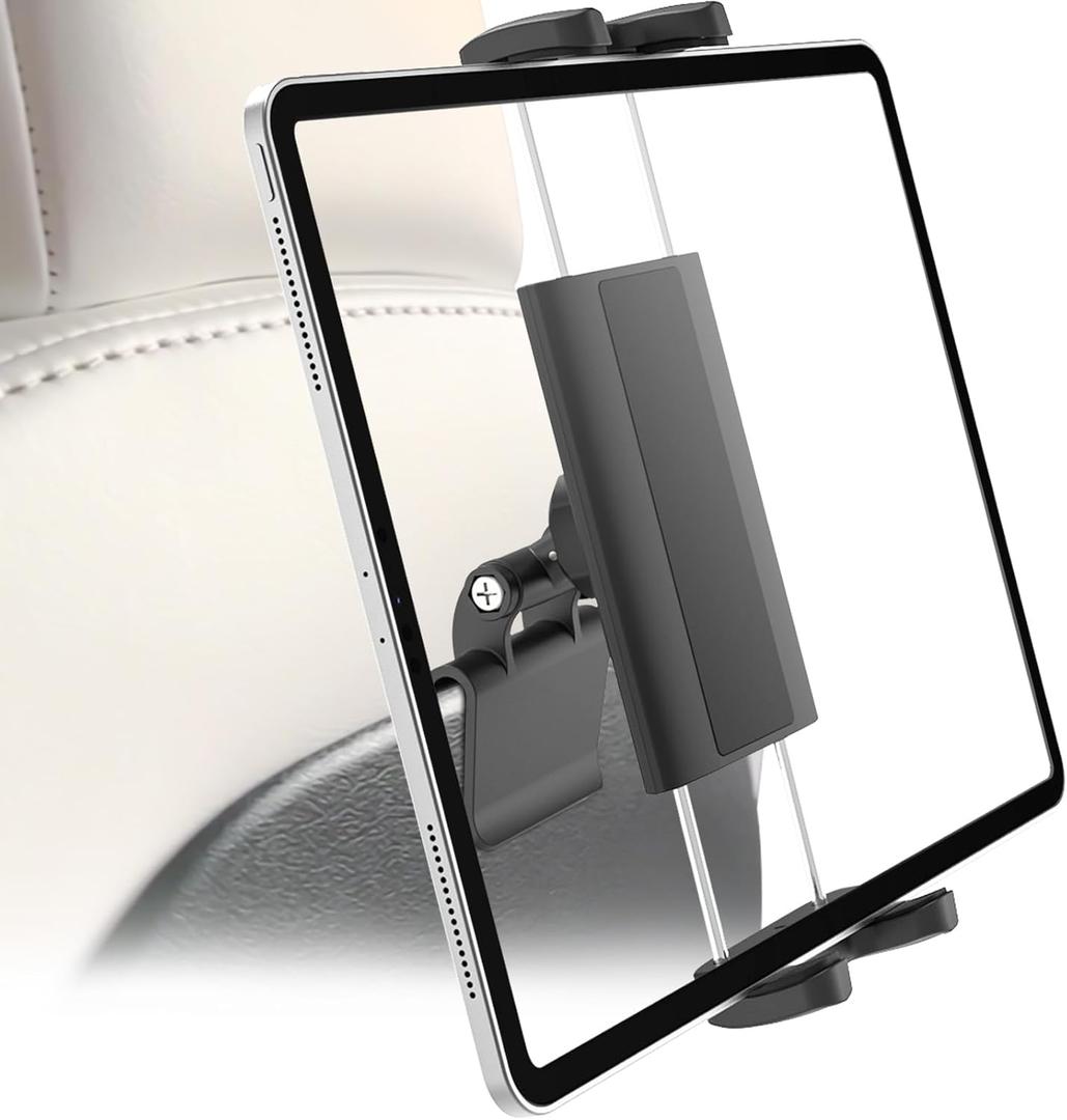 Back Seat Tablet Holder for Tesla, 360 Adjustable Model 3/Y Headrest Tablet Mount for Kids, Metal Model Y Rear Seat Stand for iPad Pro 12.9 Air Mini, Galaxy Tab/Z Fold, Fire hd, 4-13" Device