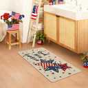 Baccessor Gold Bless America Flag Star Patriotic 4th of July Doormat Independence Memorial Day Home Decor Low-Profile Door Mat Floor Mat for Indoor Outdoor 17x29 Inch