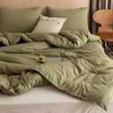 ROSGONIA King Size Comforter Set Olive Green, 3pcs (1 Boho Comforter & 2 Pillowcases), Lightweight Bedding Blanket All Season Bedspreads Quilt