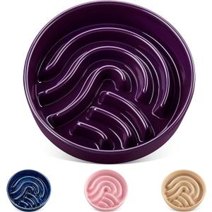 Elevated Slow Feeder Dog Bowls  Ceramic Food and Water Bowl Set with Stand  Raised Pet Dishes for Small and Medium Sized Dogs