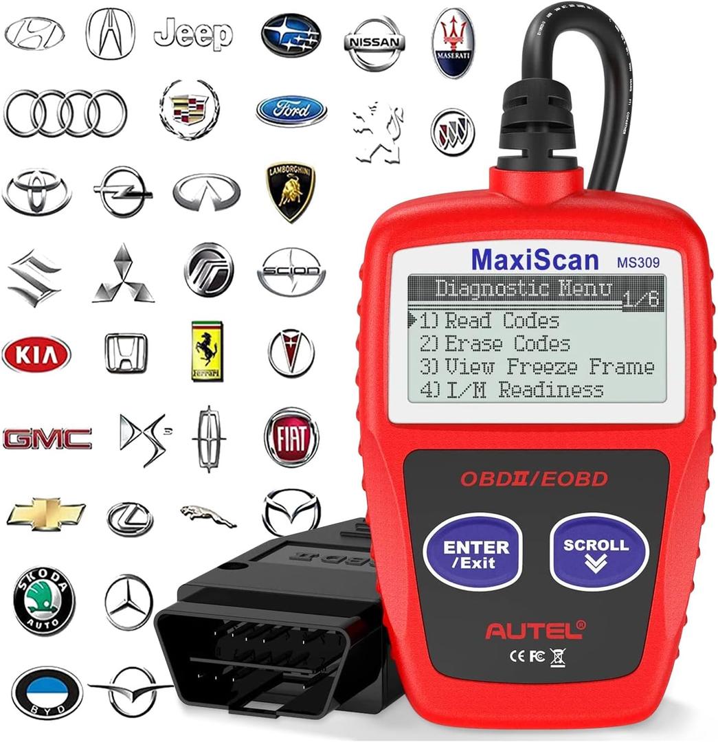 Autel OBD2 Scanner MS309 Universal Car Engine Fault Code Reader, Check Engine Light and Emission Monitor Status, OBDII CAN Diagnostic Scan Tool Autel OBD2 Scanner MS309 Universal Car Engine Fault Code Reader, Check Engine Light and Emission Monitor Status, OBDII CAN Diagnostic Scan Tool