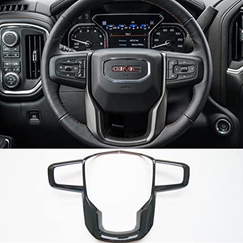 ZiWen New Gloss Black Steering Wheel Cover Trim for GMC Sierra 1500 2500HD 3500HD 2020 2021 2022 2023 2024 2025 Yukon XL 2021 2022 2023 2024 2025 (Gloss Black)