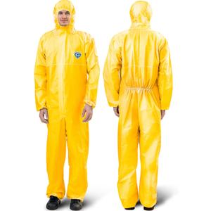 Medtecs Hazmat Suits - 6 Sizes Options - Disposable Coveralls Suit, Medical Protective Coverall PPE Hazmat Suits (Large, With Seal Tape (Type 4))