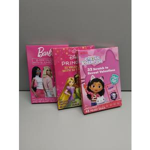 Barbie, Disney Princess, And Gabby’s Dollhouse Valentines For Kids – Pack Of 3 – Fun Classroom Exchange Cards With Tattoos, Scratch Reveals, And Heart Seals