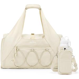 BAGSMART Gym Bag for Women, Lightweight Duffel with Shoe Compartment, Weekender with Wet Pocket, Workout Yoga Tote, Cream