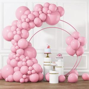 RUBFAC Pastel Pink Balloons Different Sizes 105pcs 5/10/12/18 Inch for Garland Arch, Pink Latex Balloon for Birthday, Wedding, Baby Shower, Gender Reveal, Anniversary Decorations