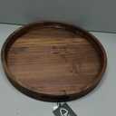 18 Inches Extra Large Round Black Walnut Wood Ottoman Tray with Handles, Serve Tea, Coffee or Breakfast in Bed, Classic Circular Wooden Decorative Serving Tray
