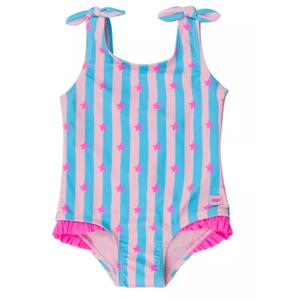 RuffleButts Girls UPF50+ Sun Protection Tie Shoulder/Cross Back One Piece Swimsuit, 12-18m
