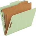 Pendaflex Recycled Classification File Folders, 2 Dividers, 2" Embedded Fasteners, 2/5 Tab Cut, Letter Size, Light Green, Box of 10 (24076R)