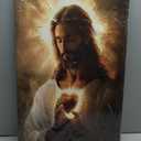 Framed Sacred Heart of Jesus Canvas Wall Art, Christian Gallery Print Religious, Wall Decor Poster Print Artwork for Living Room Bedroom Church Prayer Room Decoration 16x24 In