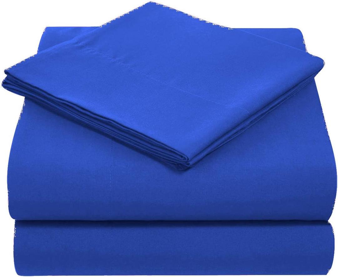 High Kotton 1000 Thread Count 9 inch Deep Pocket 3 PCs Fitted Sheet Set 100% Egyptian Cotton Solid Pattern Size Queen Color Royal Blue