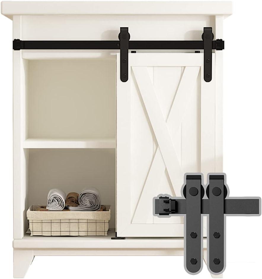 skysen 6ft Single Door Cabinet Sliding Barn Door Hardware Kit Super Mini Sliding Door Hardware for Wardrobe Cabinet TV Stand (ykd2)