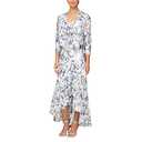 Alex Evenings Women's Sleeveless Printed Chiffon Mid-Length Dress With Jacket, Ivory and Purple, 6