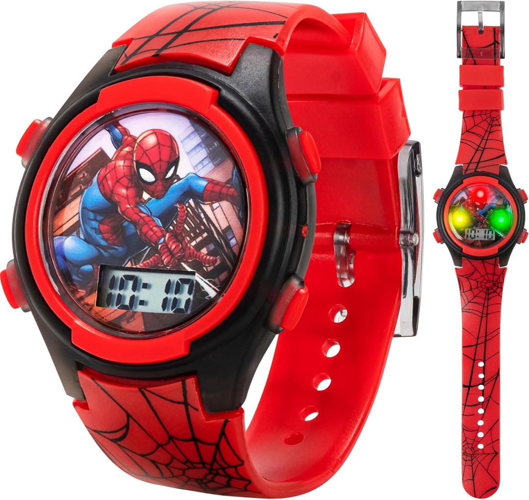 Marvel Spider-Man Kids Watches  Digital Display, Interactive Features, Adjustable Strap, Vibrant Spider-Man Graphics, Durable for Active Kids (Red /Black)