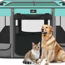 Paw Ballet Foldable Pet Kitten Playpen, Upgrade Waterproof Portable Dog Cat Playpen Kennel Tent for Small Cat Dog, Retractable Shade Cover, Indoor Outdoor Use for Small Pet. (Black Teal 03)
