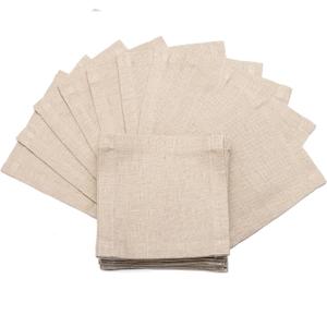 100% Pure Linen Cocktail Napkins, Set of 24, 6x6 Inch - Drink & Beverage Cloth Coasters for Bar, Coffee, Parties, Everyday Use