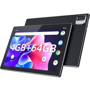 YQSAVIOR Tablet,10.1" Android Tablet with MTK Octa-core Processor 10GB 4GB+6GB Expand RAM 64GB ROM+1TB Expandable Computer Tablets PC, IPS 1280 * 800 Screen, 2+8MP Dual Camera, WiFi, BT, Black