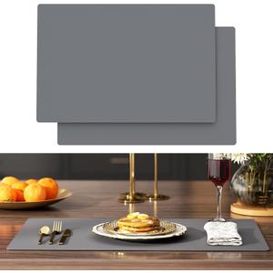 Silicone Counter Mat 40x60cm 2 Pack - High-Temp Resistant, Non-Slip Waterproof Pad for Kitchen Countertops, Sink & Stove (Grey) (Gray)