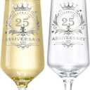 ROXBURGH 25th Wedding Anniversary Champagne Flutes Present Rhinestones Studded, 25th Anniversary Decorations 7 OZ Crystal Champagne Glasses Set of 2, Wedding Present, Couples