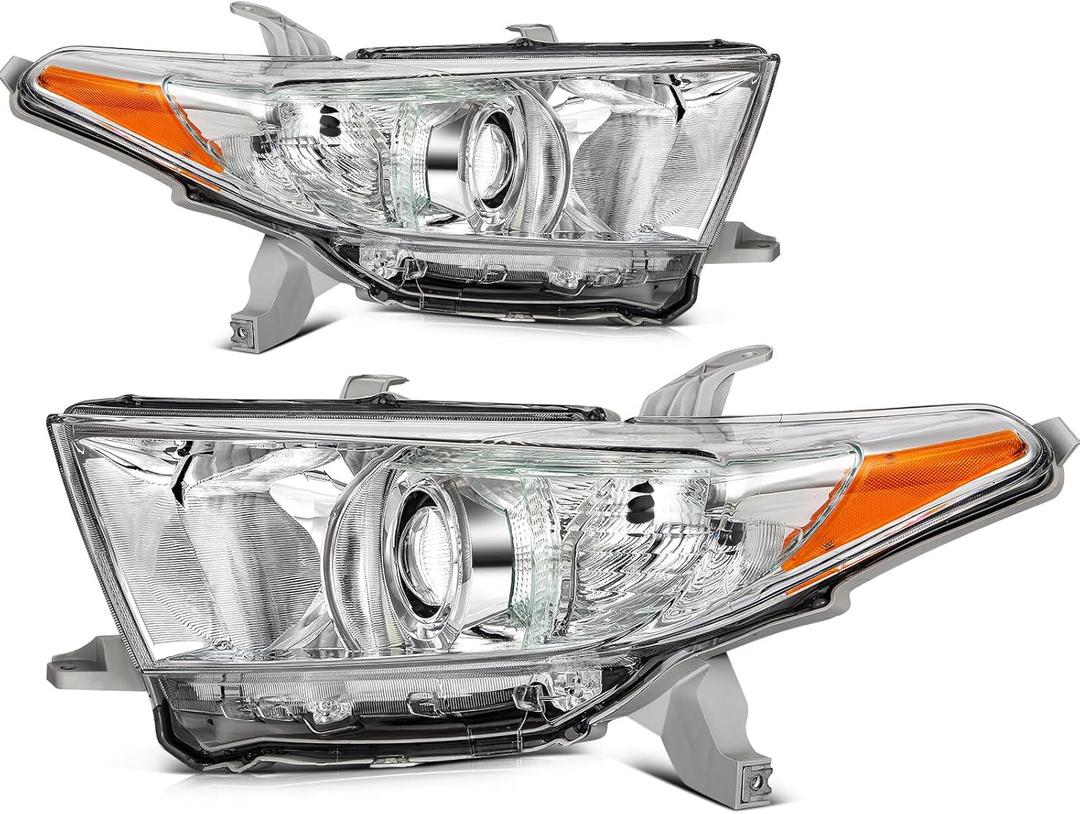 Headlight Assembly Fit with 2011-2013 for Toyota Highlander Color Amber Pair 81170-0E070 81130-0E120