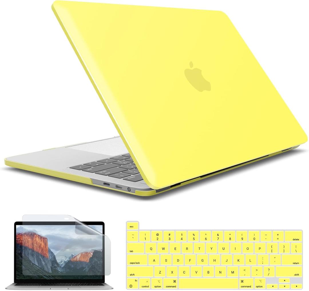 IBENZER Compatible with 2025 2024 M2 MacBook Pro 13 Inch Case 2025-2016 M1 A2338 A2289 A2251 A2159 A1989 A1706 A1708, Hardshell Case&Keyboard Cover&Screen Film for MacPro 13, Yellow, T13YW+2