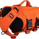 ICEFANG GN3 Tactical Dog Harness with 6X Buckle,Dog Molle Vest with Handle,3/4 Body, Hook and Loop Panel for ID Patch,No Pulling Front Clip (M (Neck 15"-22"; Chest 25"-31"), Safety Orange)